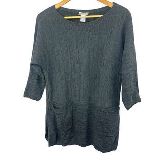 Soft Surroundings Black Patch Pocket Crewneck Tunic Sweater Size PS/PM